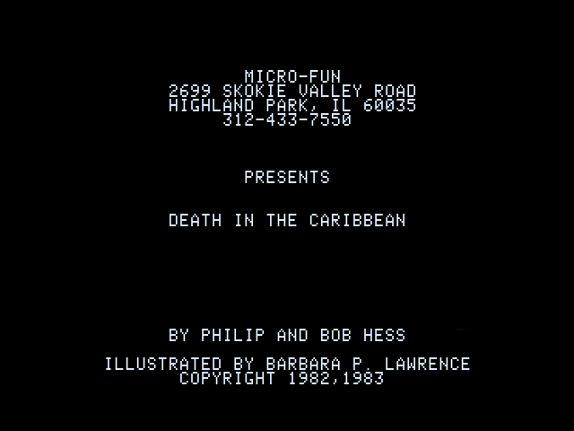 Death in the Caribbean (Apple II) screenshot: Title screen 1