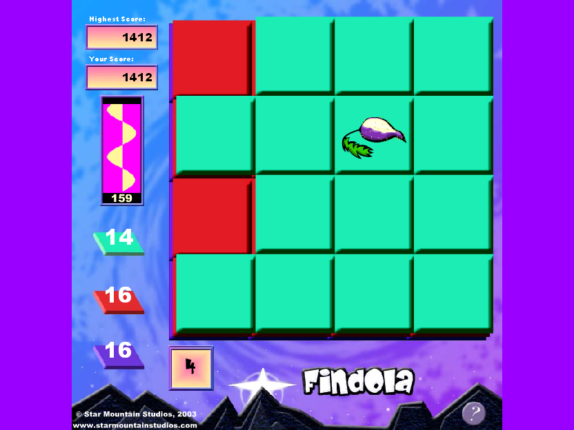 Findola (Windows) screenshot: The game goes to 4x4 later