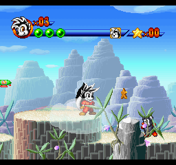 Punky Skunk (PlayStation) screenshot: It's a platformer, so naturally there are collectibles.
