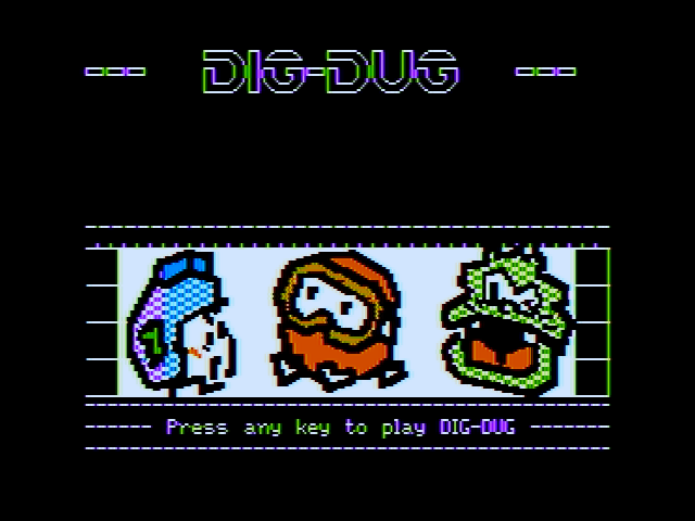 Dig Dug (Apple II) screenshot: Title screen