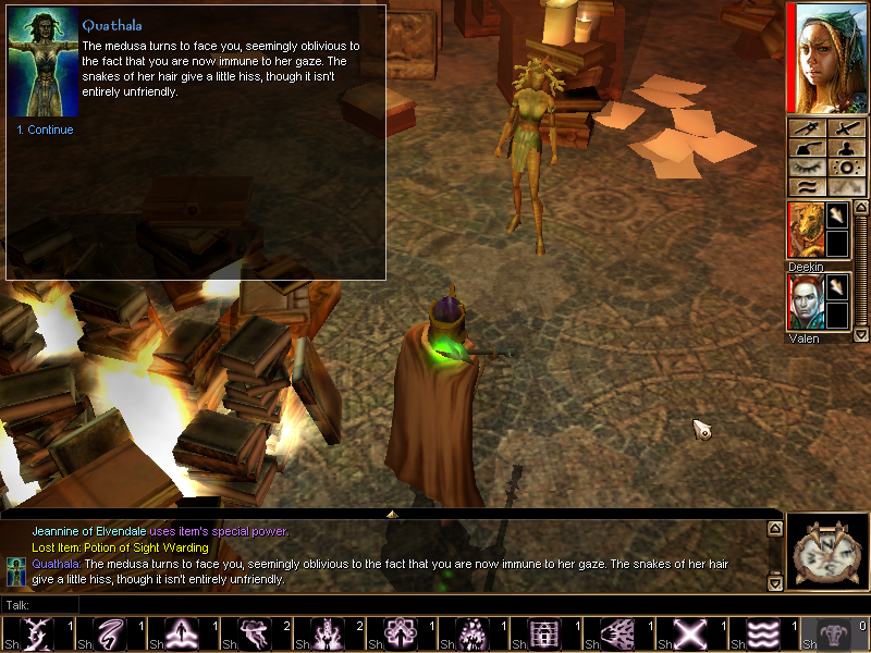 Neverwinter Nights: Hordes of the Underdark (Windows) screenshot: Oh no! One of the villagers has been turned into a Medusa!