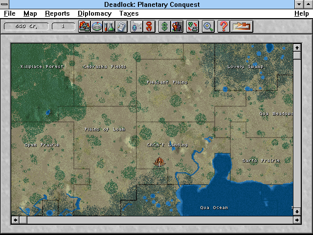 Deadlock: Planetary Conquest (Windows 16-bit) screenshot: Top down map