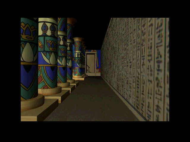 Beyond Time (Windows 3.x) screenshot: Corridor with hieroglyphs