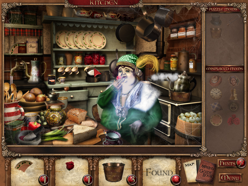 Mortimer Beckett and the Secrets of the Spooky Manor (Windows) screenshot: Maybe she should snack on complex carbohydrates instead?