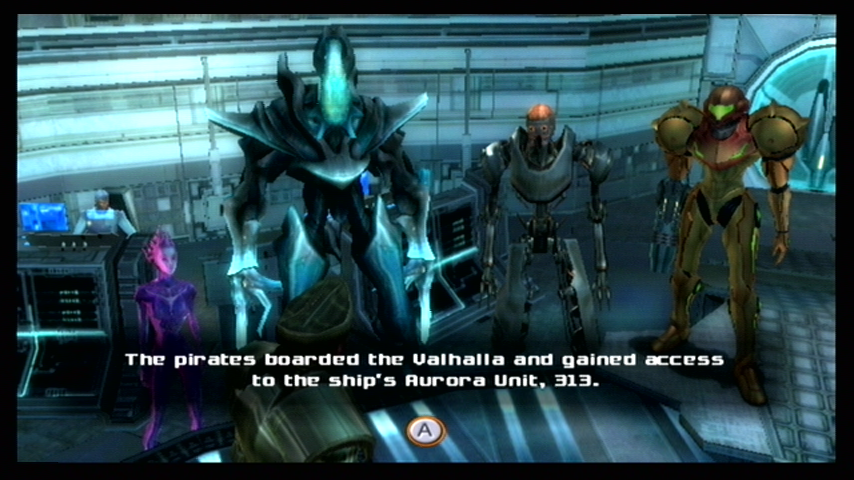 Metroid Prime 3: Corruption (Wii) screenshot: Mission briefing...looks like space pirates again!