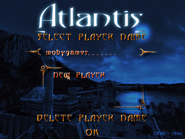 Atlantis: The Lost Tales (DOS) screenshot: Game profile screen