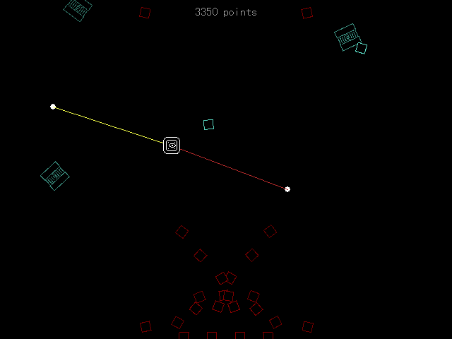 xWUNG (Windows) screenshot: Achieving the debris-clearing yellow counterwire power-up