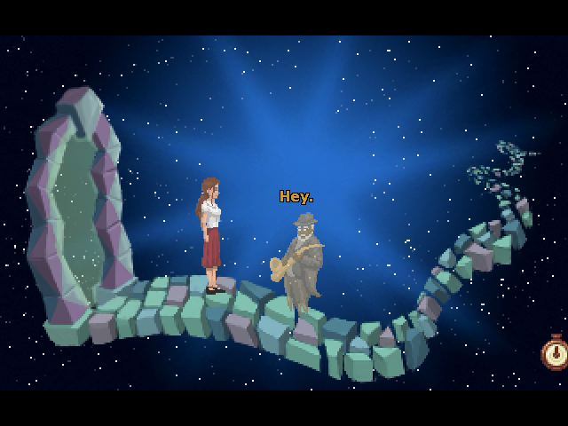 Blackwell Unbound (Windows) screenshot: The saxophone ghost is brought to the afterlife.