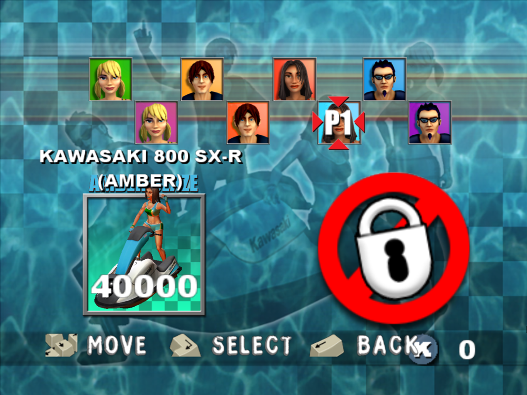 Kawasaki Jet Ski (Windows) screenshot: Character selection