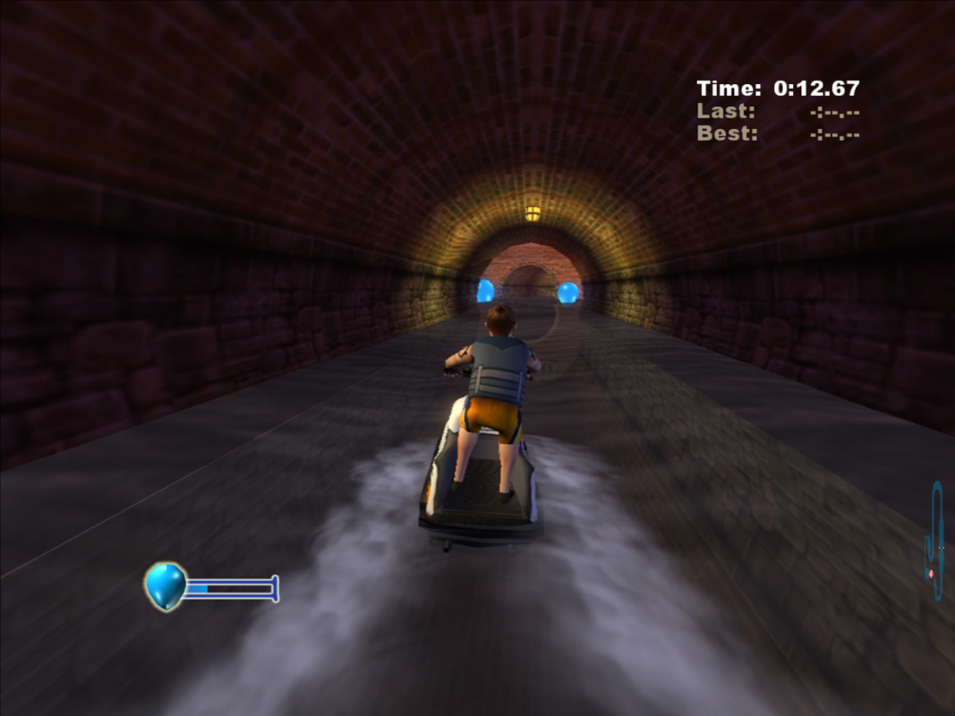 Kawasaki Jet Ski (Windows) screenshot: Dark tunnels abound in venice.