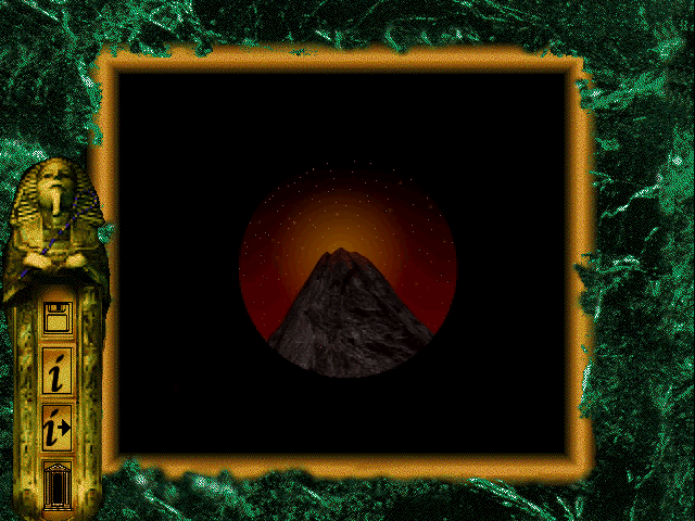 Isis (Windows 3.x) screenshot: Volcano top viewed from the telescope