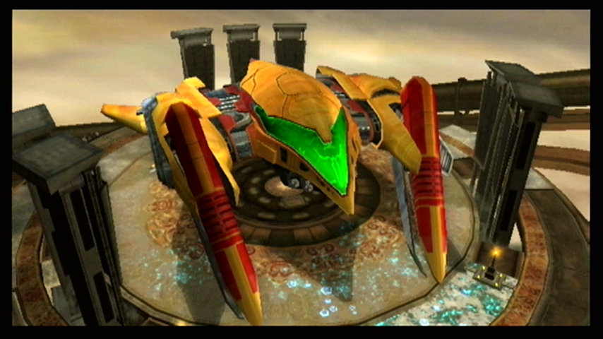 Metroid Prime 3: Corruption (Wii) screenshot: Samus' ship can be upgraded to help you out.