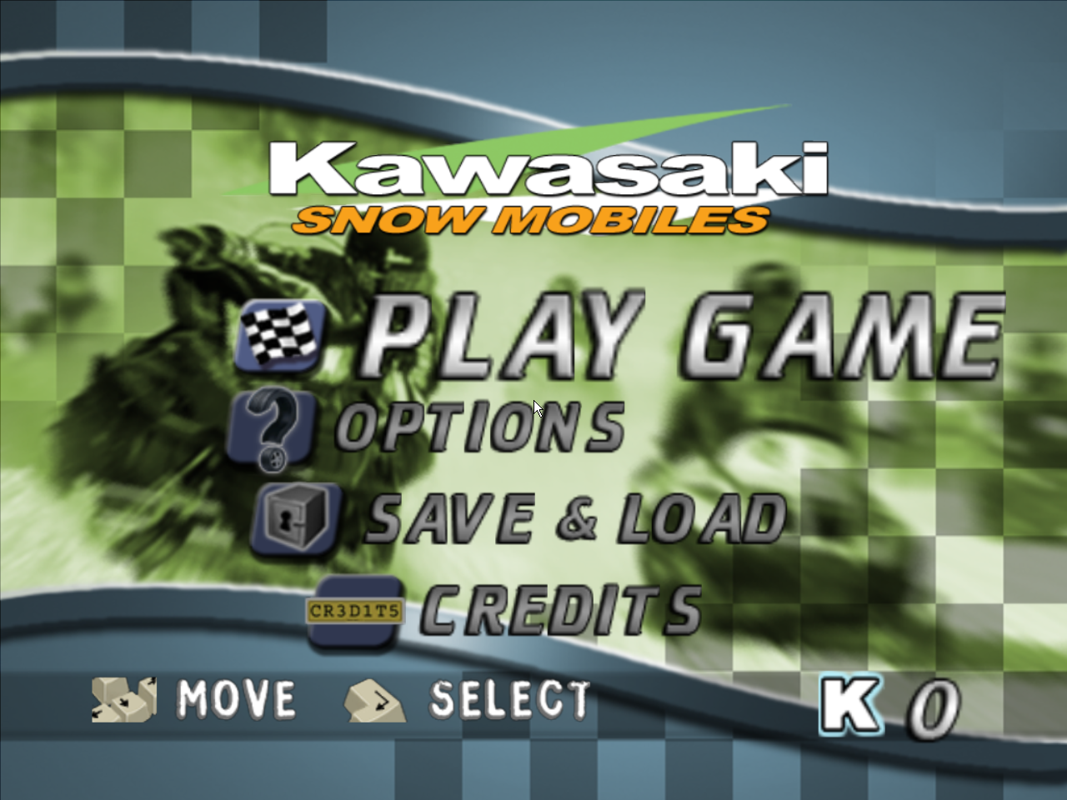 Kawasaki Snowmobiles (Windows) screenshot: Title Menu.
