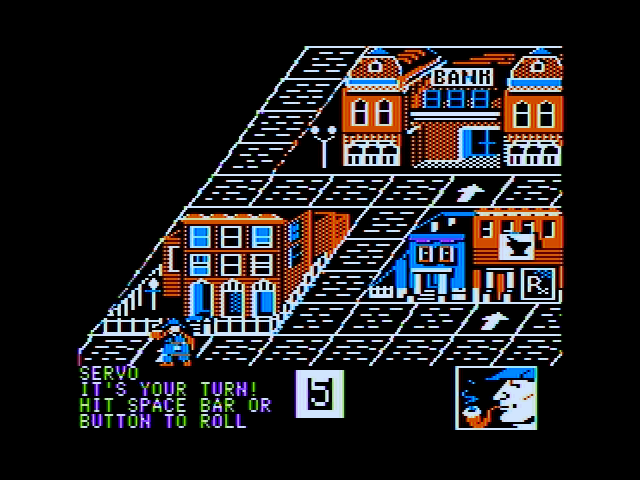 221 B Baker St. (Apple II) screenshot: Beginning location on the board.