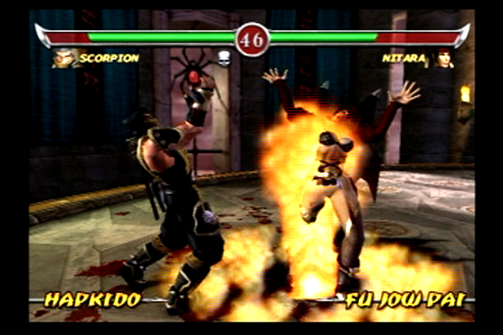 Mortal Kombat: Deadly Alliance (PlayStation 2) screenshot: Scorpion summons the fires of hell.