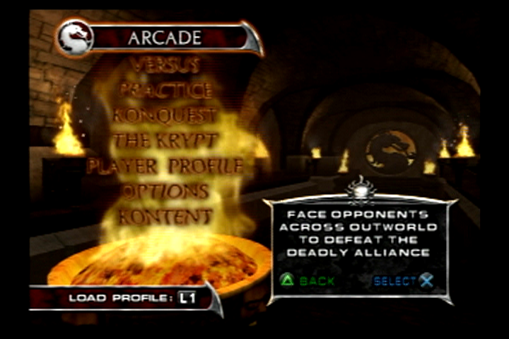 Mortal Kombat: Deadly Alliance (PlayStation 2) screenshot: Main menu