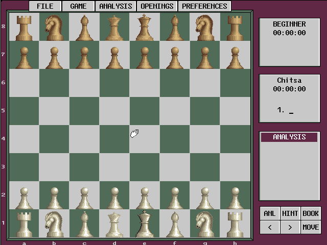 Grandmaster Chess (CD-ROM Edition) (DOS) screenshot: 2-D view