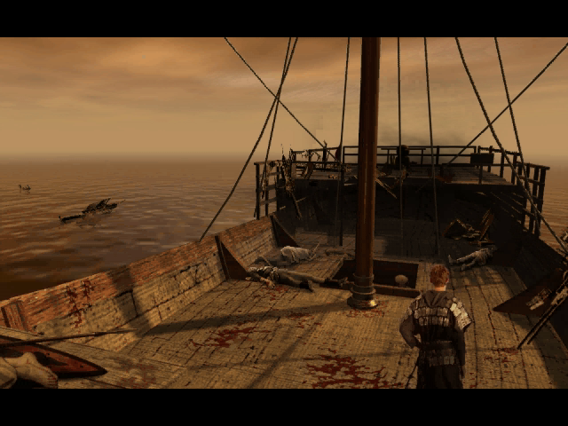 Crusader: Adventure Out of Time (Windows) screenshot: Ship after battle