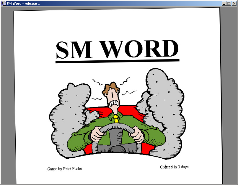 SM Word (Windows) screenshot: Title screen -- with clip art?