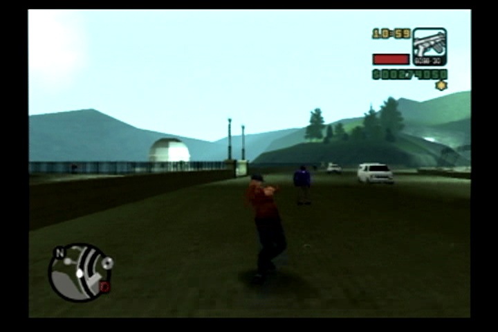 Grand Theft Auto: Liberty City Stories (PlayStation 2) screenshot: Change driving views to see an up close and personal splattering.