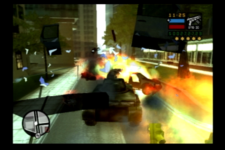 Grand Theft Auto: Liberty City Stories (PlayStation 2) screenshot: Acquire a tank for utter carnage.