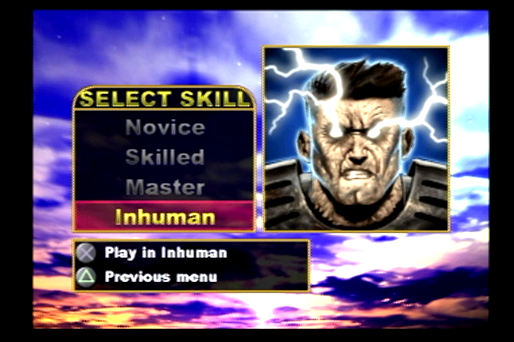 Unreal Tournament (PlayStation 2) screenshot: You can choose the difficulty level.