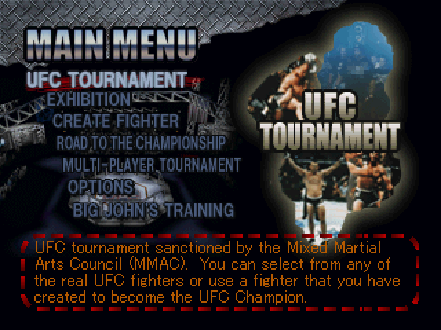 Ultimate Fighting Championship (PlayStation) screenshot: Main menu