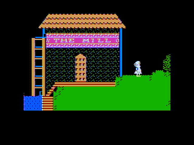 Alice in Wonderland (Apple II) screenshot: Outside The Mill...
