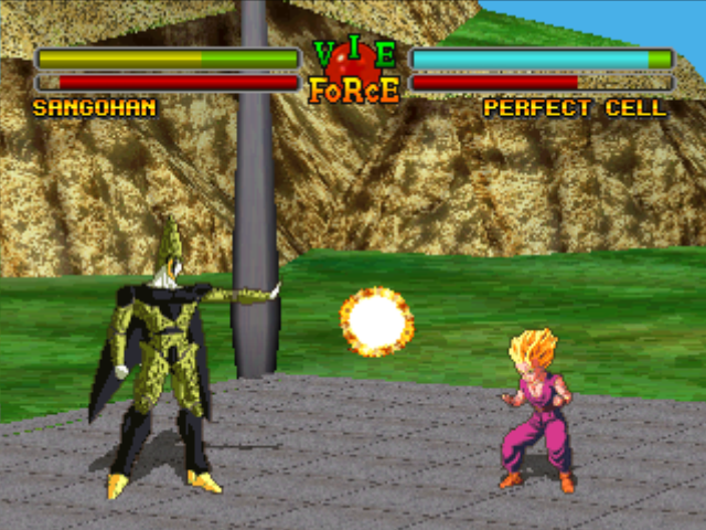 Dragon Ball Z: Ultimate Battle 22 (PlayStation) screenshot: No gigantic fireballs in Ultimate Battle 22, that's the biggest they can get.