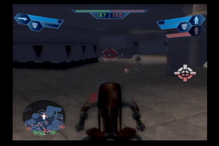Star Wars: Battlefront (PlayStation 2) screenshot: The Droideka can deliver some serious firepower.