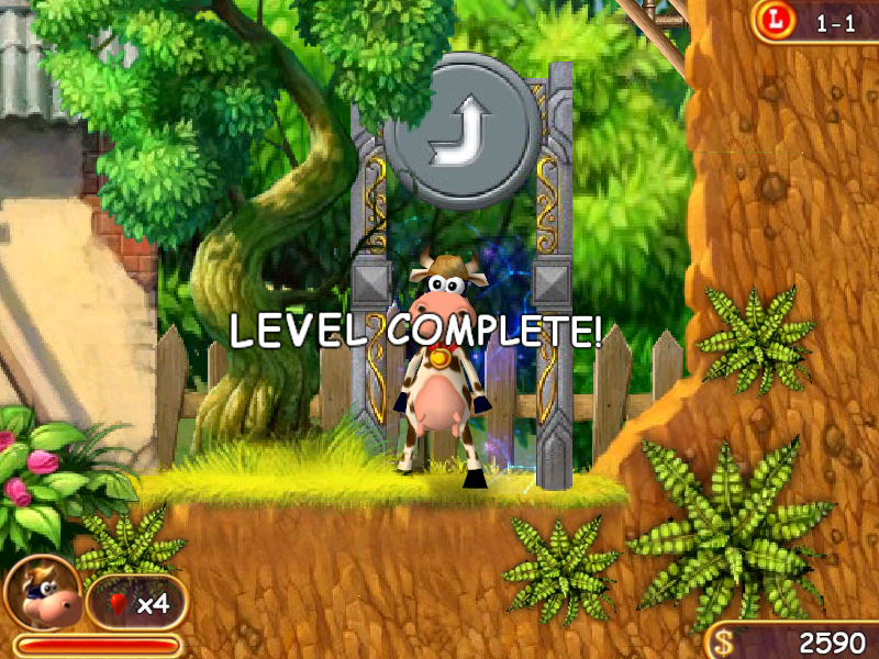 Supercow (Windows) screenshot: The level completion gate.