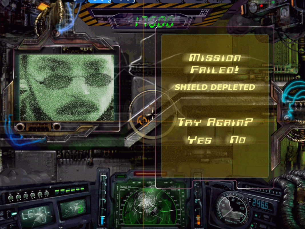 Alien Blast: The Encounter (Windows) screenshot: Game Over screen