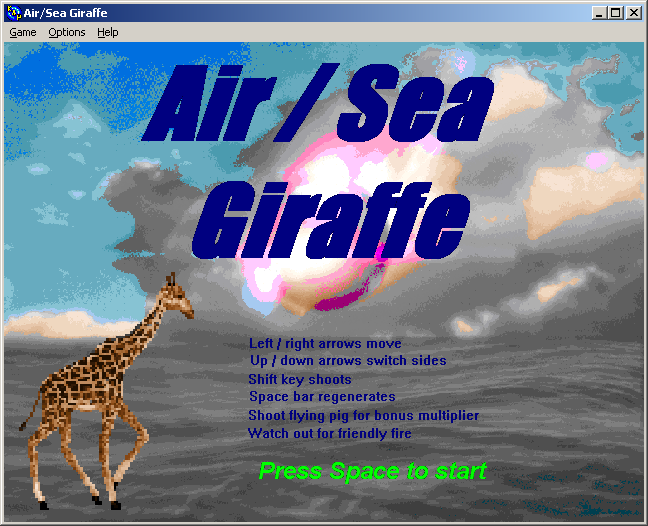 100-in-one Klik & Play Pirate Kart (Windows) screenshot: Air/Sea Giraffe title screen