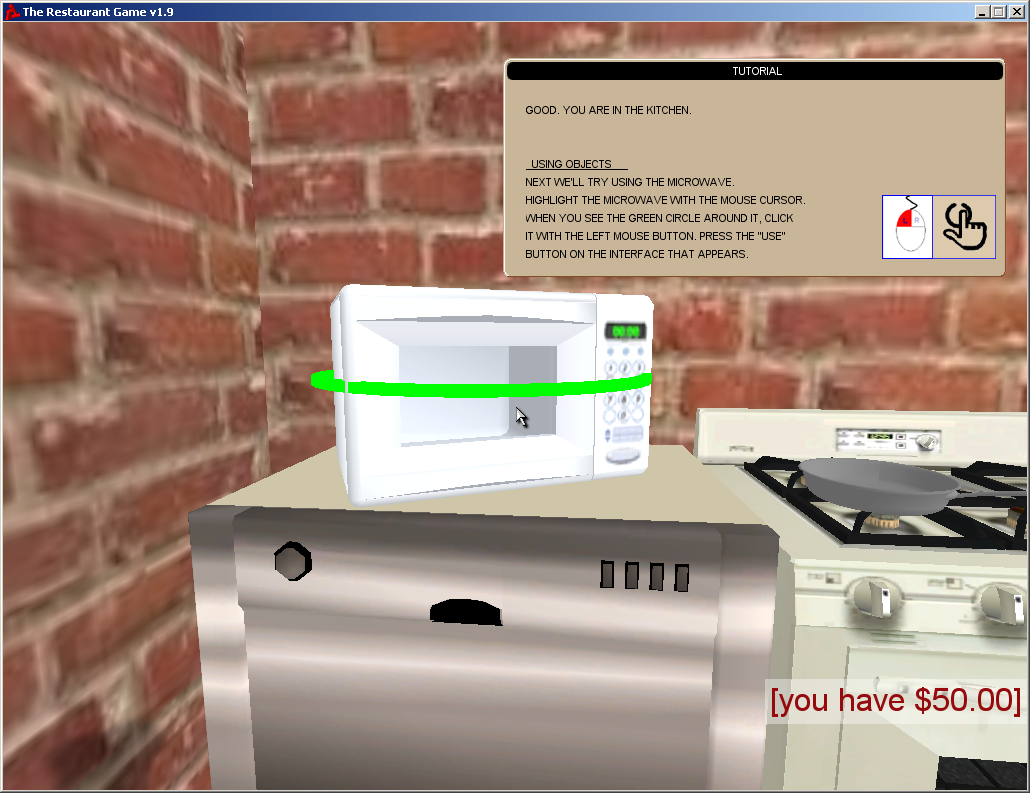 The Restaurant Game (Windows) screenshot: It's always clear which object is selected