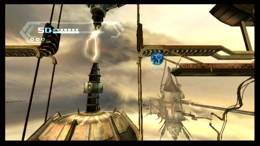 Metroid Prime 3: Corruption (Wii) screenshot: The morph ball can stick to magnetic rails.