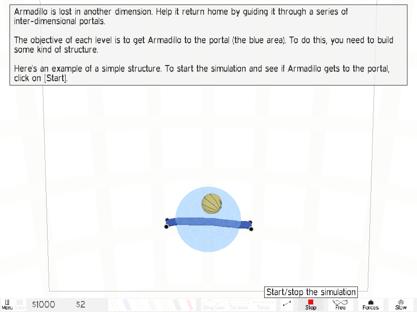 Armadillo Run (Windows) screenshot: Science made very, very simple