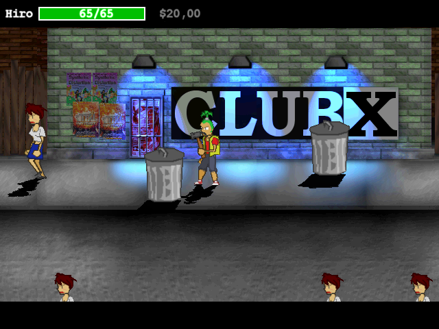 Zombie Smashers X2: Punx and Skins (Windows) screenshot: About to enter Club X, where the guy's sister is trapped.