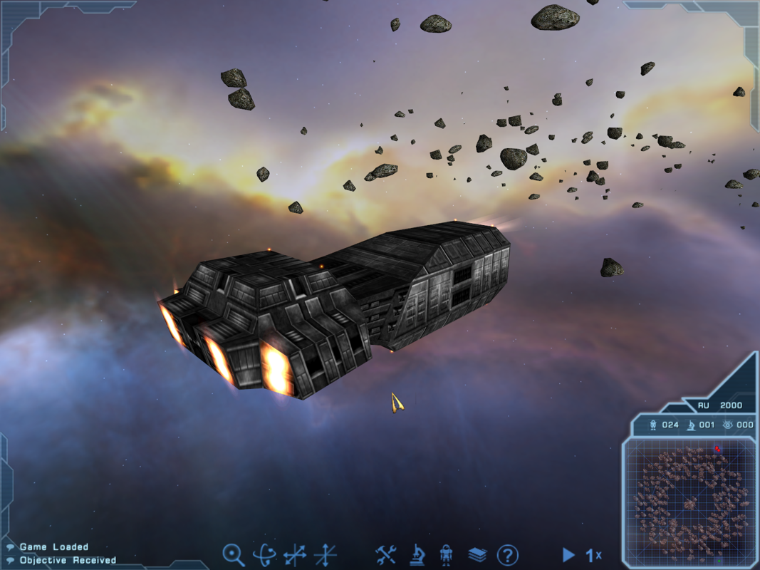 O.R.B.: Off-World Resource Base (Windows) screenshot: A flagship also serves as a base of operations.