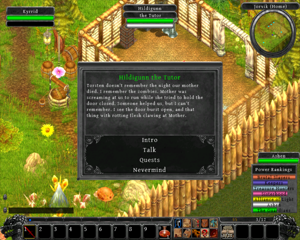 Depths of Peril (Windows) screenshot: Speaking with an NPC in the town.