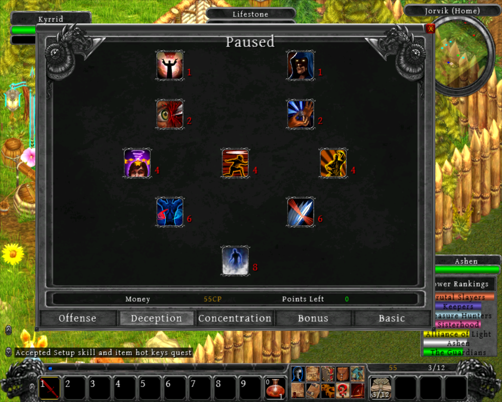 Depths of Peril (Windows) screenshot: Some of the skills available to a Rogue.