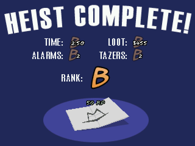 Trilby: The Art of Theft (Windows) screenshot: The ranking after completing a mission