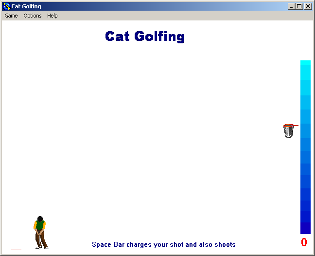 100-in-one Klik & Play Pirate Kart (Windows) screenshot: Cat Golfing start screen