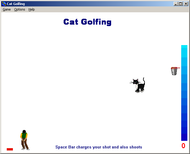 100-in-one Klik & Play Pirate Kart (Windows) screenshot: Cat Golfing: driving the cat into the basket