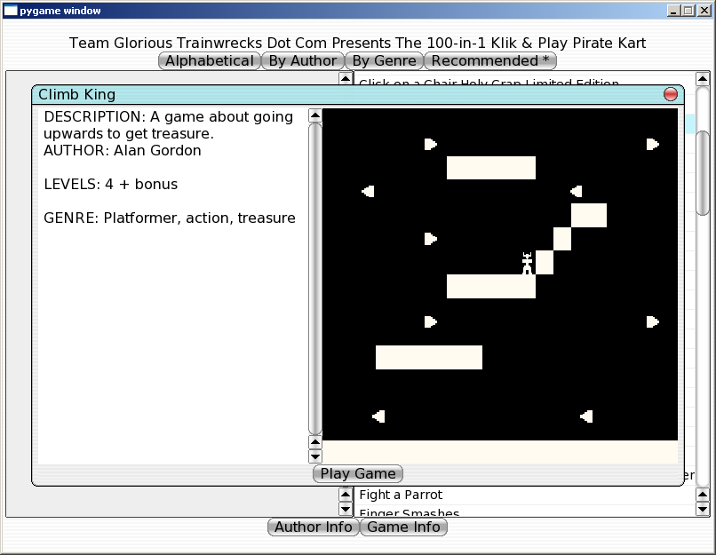 100-in-one Klik & Play Pirate Kart (Windows) screenshot: Information about Climb King