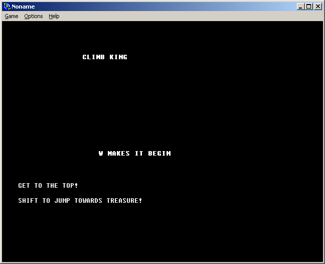100-in-one Klik & Play Pirate Kart (Windows) screenshot: Climb King start screen and instructions