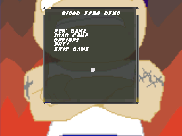Blood Zero (Windows) screenshot: Main menu.