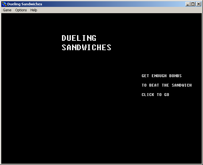 100-in-one Klik & Play Pirate Kart (Windows) screenshot: Dueling Sandwiches title screen