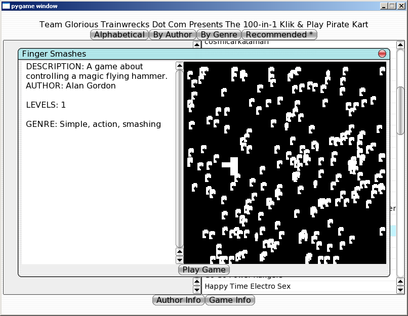 100-in-one Klik & Play Pirate Kart (Windows) screenshot: Information about Finger Smashes