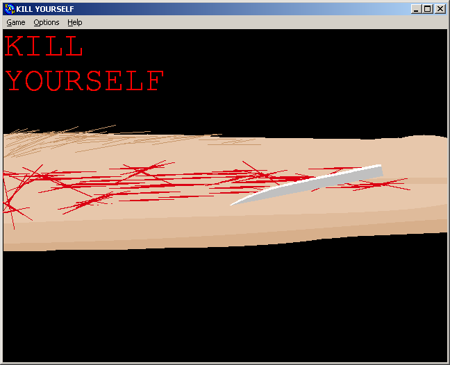 100-in-one Klik & Play Pirate Kart (Windows) screenshot: Kill Yourself: working up to a strong slate of self-mutilation