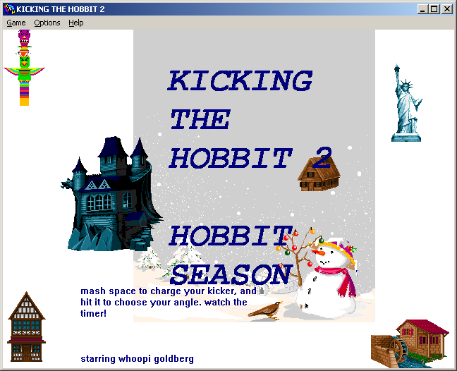 100-in-one Klik & Play Pirate Kart (Windows) screenshot: Kicking the Hobbit 2: Hobbit Season title screen